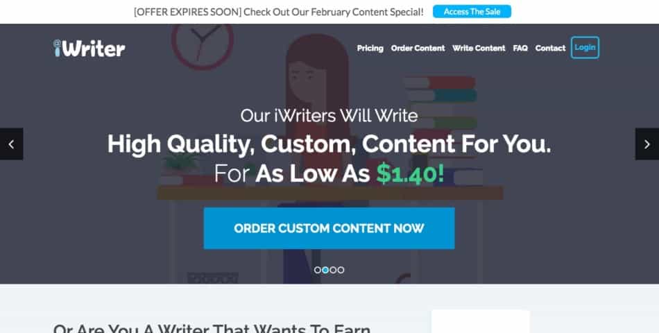 ordering content from iwriter
